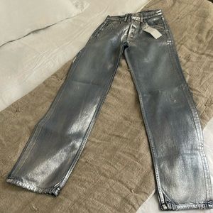EB denim silver coated, straight leg jeans